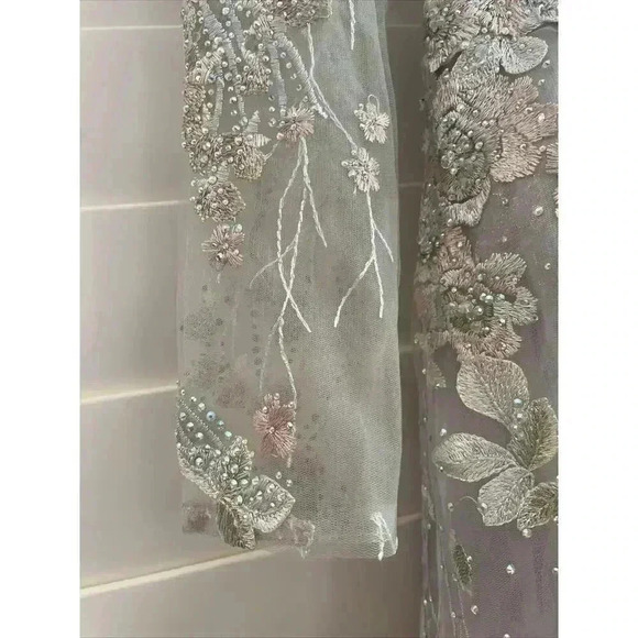 Mac Duggal 20402 Embellished Wrap Illusion A Line Gown 4 Pastel Floral Evening - Picture 9 of 12